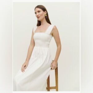 Reformation - White Textured Midi Dress
